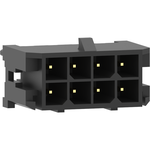 Minitek® Pwr 3.0 HCC, Wire to Board connector, header, Dual row, Vertical Through hole, Tin plating, Black Color, 8 positions, Glow Wire Compatbile