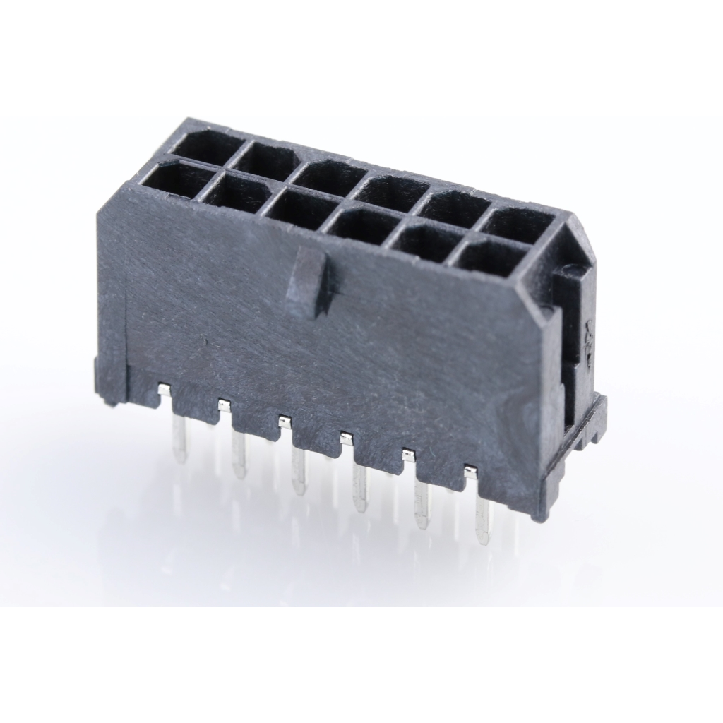 Molex-0430451229 连接器插头及 PCB 插座 Conn Wire to Board HDR 12Power POS 3mm Solder ST Top Entry Thru-Hole Micro-Fit 3.0 Tray