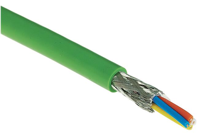 HARTING-09456000100 Câble multiconducteur CAT5e Cable Foil/Braid Polyethylene 4Conductors 22AWG 6.7mm Green Polyvinyl Chloride 100m