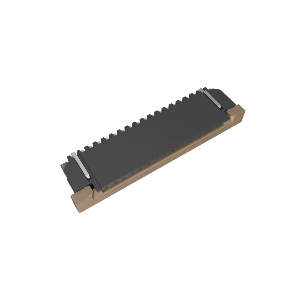 Amphenol Communications Solutions-SFW16R-4STE1LF Raccordement FCC-FPC 1.00mm Flex Connector, SFW-R series, 16 Position, Upper Side Contact, Side Entry Surface Mount ZIF Connector, Lead Free, with Cable Lock