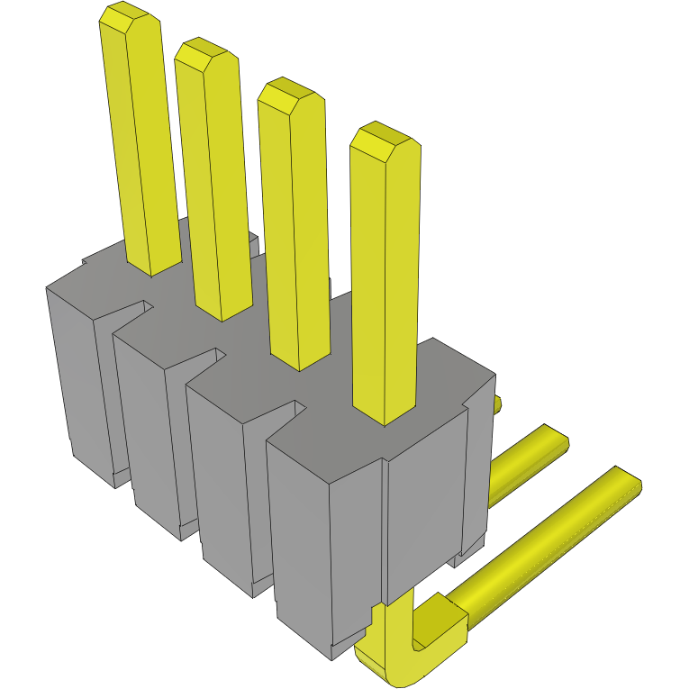 Samtec-HTMS-104-03-G-S-RA 连接器插头及 PCB 插座 Conn Unshrouded Header HDR 4 POS 1.27mm Solder RA Side Entry Thru-Hole Layer