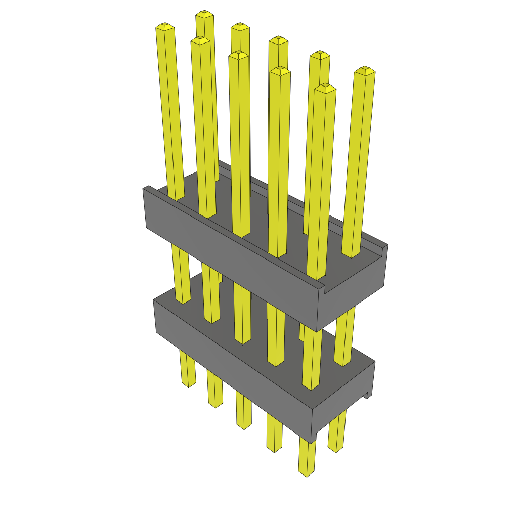 Samtec-ZW-05-11-T-D-400-174 Connector Headers and PCB Receptacles Conn Board Stacker HDR 10 POS 2.54mm Solder ST Top Entry Thru-Hole Bulk