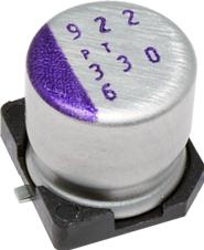 Panasonic-6SVPT330M Aluminium-Polymer-Kondensator Cap Aluminum Polymer 330uF 6.3VDC 20%( 6.3 X 6.4mm) SMD 0.015 Ohm 3.39A 20000h 105°C T/R