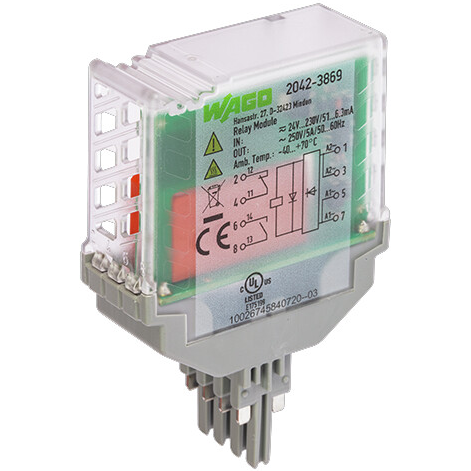 WAGO-2042-3869 Relè elettromeccanico Electromechanical Relay 230VDC 230VAC 50A SPST-NO/SPST-NC(20.7x52x59.3)mm Relay Module