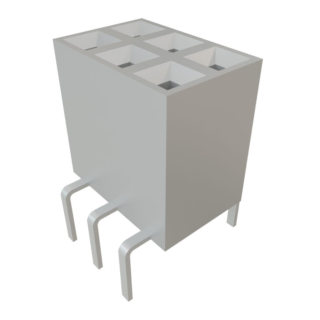 Samtec-BCS-103-L-D-PE Embases de raccordement et réceptacles PCB Conn Socket Strip SKT 6 POS 2.54mm Solder ST Top Entry Thru-Hole TIGER CLAW™ Layer