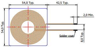 TDK-WR555540-16K2-FS2 Wireless Charging Coils Wireless Charging Coil Receiver 15.8uH 100KHz 0.1OhmDCR 98Q-Factor Through Hole