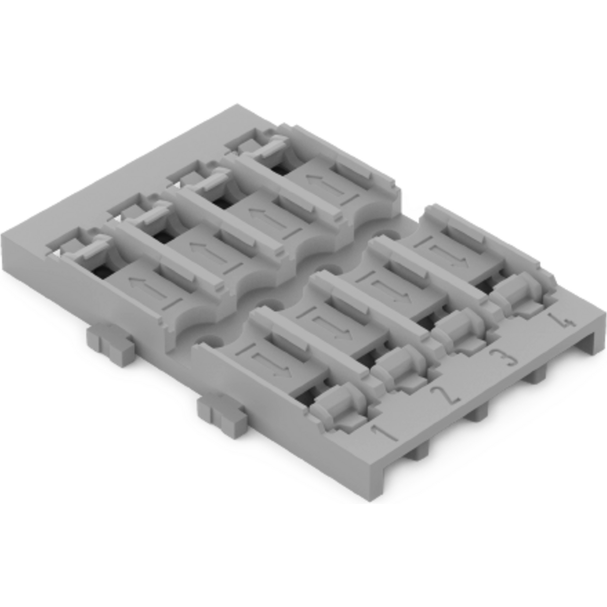 WAGO-221-2524 Steckverbinderzubehör Mounting carrier, 4-way, for inline splicing connector with lever, for screw mounting, gray