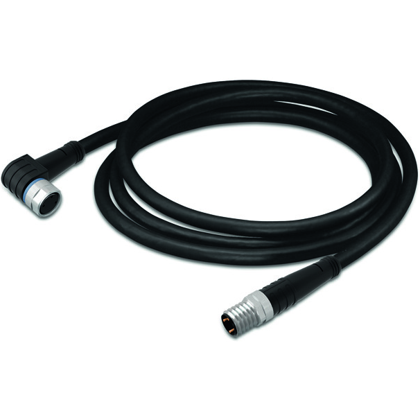 WAGO-756-5203/030-020 Cable Assembly Other Sensor/Actuator Cable, fitted on both ends, 3-Pole, M8 Socket, Angled, M8 Plug, Straight, 2 m