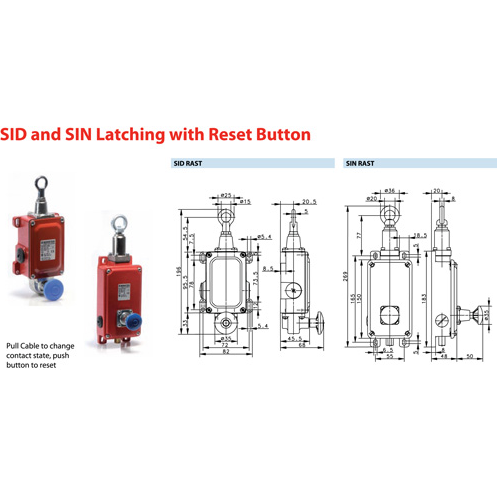 Altech Corporation-601.2441.907 Switch Safety Interlock Switch Safety Interlock Eyelet Pull 16A 400VAC Screw Mount Screw 1000000Cycles