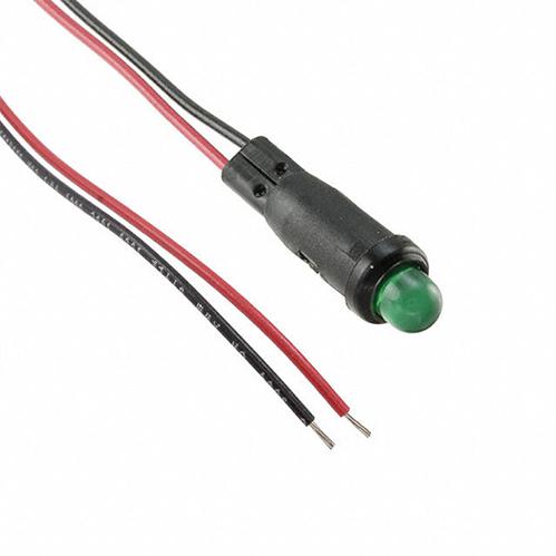 Visual Communications-L59D-G12-W Panel Mount Indicators Panel Mount Indicator Round 0.25" LED 12V Wire Green Diffused
