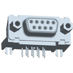 D-Sub Standard Board Mount Connector, Input Output Connectors, Signal 9 Way Socket Right Angle, 500 cycles, Threaded insert UNC 4-40 + Metal bracket