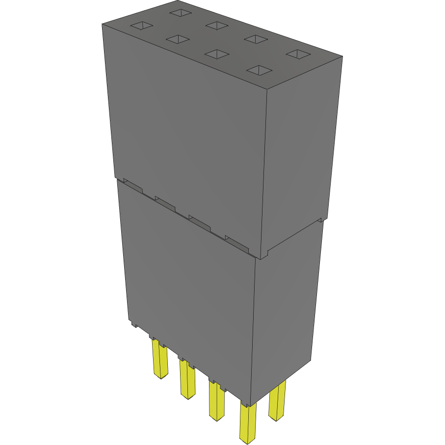 Samtec-ESQ-104-44-G-D Steckverbinderleisten und Leiterplattenbuchsen Conn Elevated Socket SKT 8 POS 2.54mm Solder ST Top Entry Thru-Hole Bulk