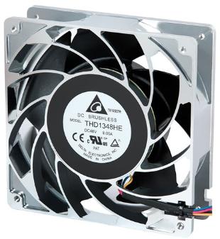 Delta Electronics-THD1348HE 排风机和风扇 DC Fan Axial Ball Bearing 48V 36V to 60V 490CFM 82dB 134 X 134 X 38mm
