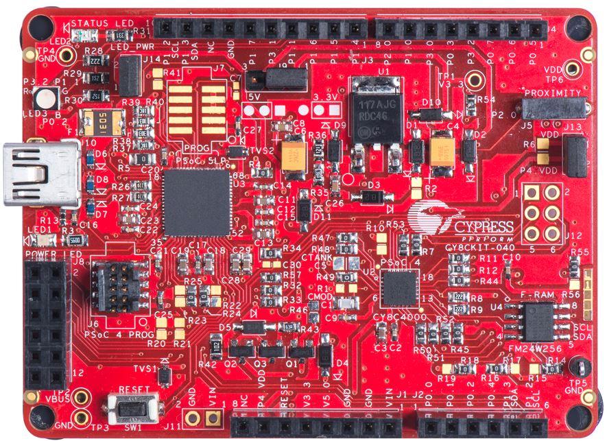 Infineon Technologies AG-CY8CKIT-040 Placas y kits de desarrollo del sistema integrado PSOC 4000 Application Processor and SOC Pioneer Kit 16MHz/67MHz CPU 32.064MB RAM 2KB/16KB/32KB EEPROM/Flash Microsoft .NET