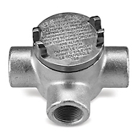 ABB Installation Products, Inc-GUAT59-TB Cable Accessories 1-1/2 Inch Hazardous Location Conduit Outlet Box, Box Ductile Iron Zinc Plated, Cover Die Cast Aluminum