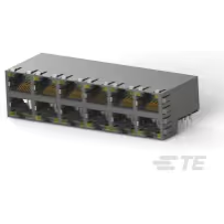 TE Connectivity-6368035-4 Steckverbinder, Telefon und Telekommunikation Conn RJ-45 F 96 POS 1.02mm Press Fit RA Thru-Hole 144 Terminal 12 Port Cat 5 Tray