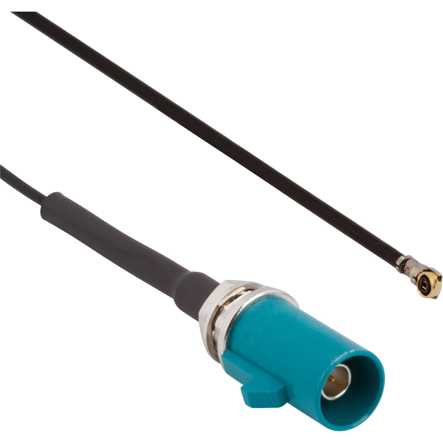 Amphenol RF-095-820-124-20Z 同轴电缆组件 AMC4 Right Angle Plug to FAKRA Straight Plug 1.13 mm 50 Ohm 200 Millimeter Z Key Code (7.87 Inches)