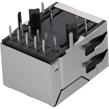 taoglas-TMJG4944GENL Telecomunicaciones y teléfono del conector Conn RJ-45 F 8 POS 1.27mm Solder RA Thru-Hole 14 Terminal 1 Port Tray