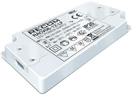 RECOM Power-RACV06-12-LP LED-Spannungsversorgung AC/DC LED Power Supply 6W Single 4-Pin
