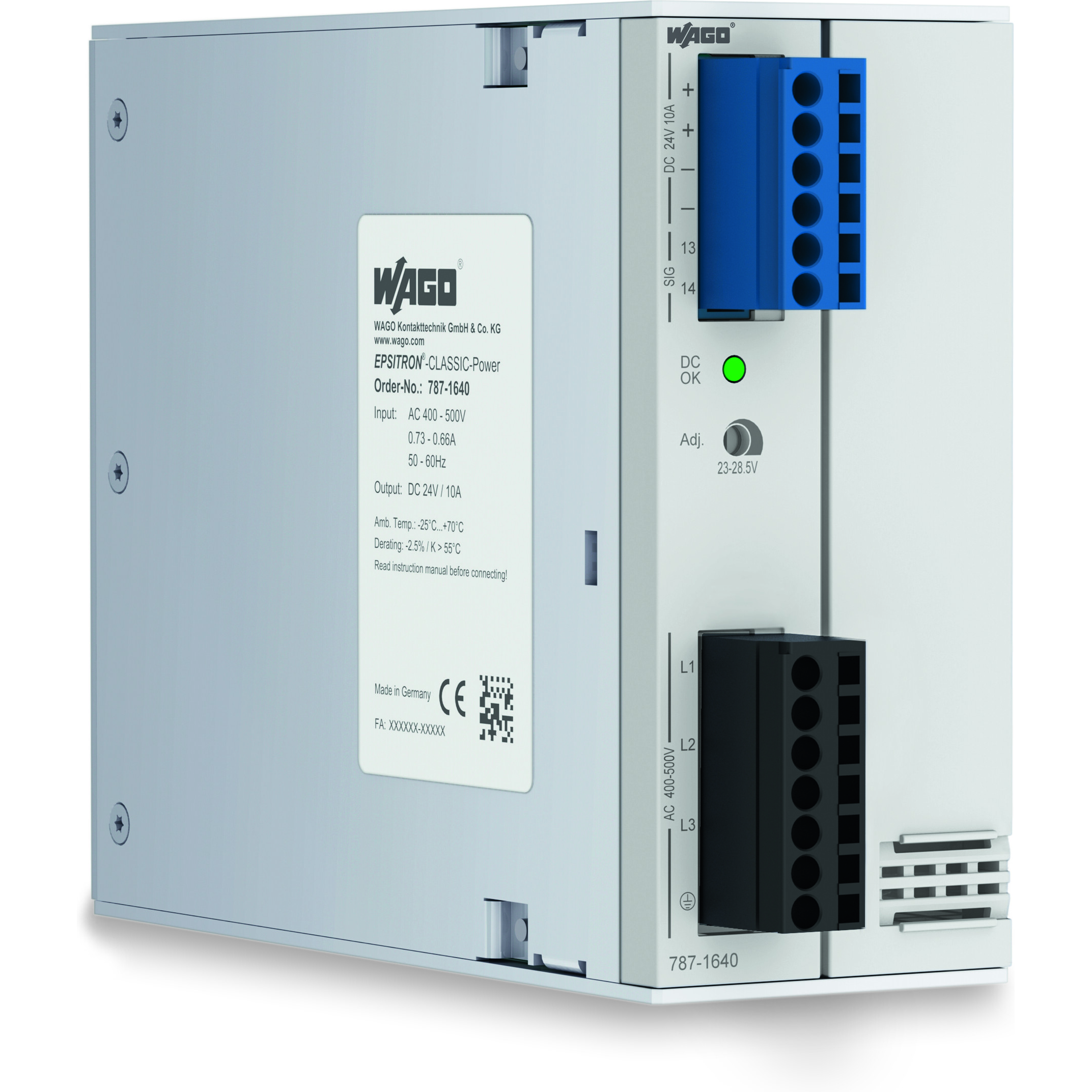 WAGO-787-1640 AC-DC-Spannungsversorgung AC/DC Power Supply Single-OUT 24V 10A Box