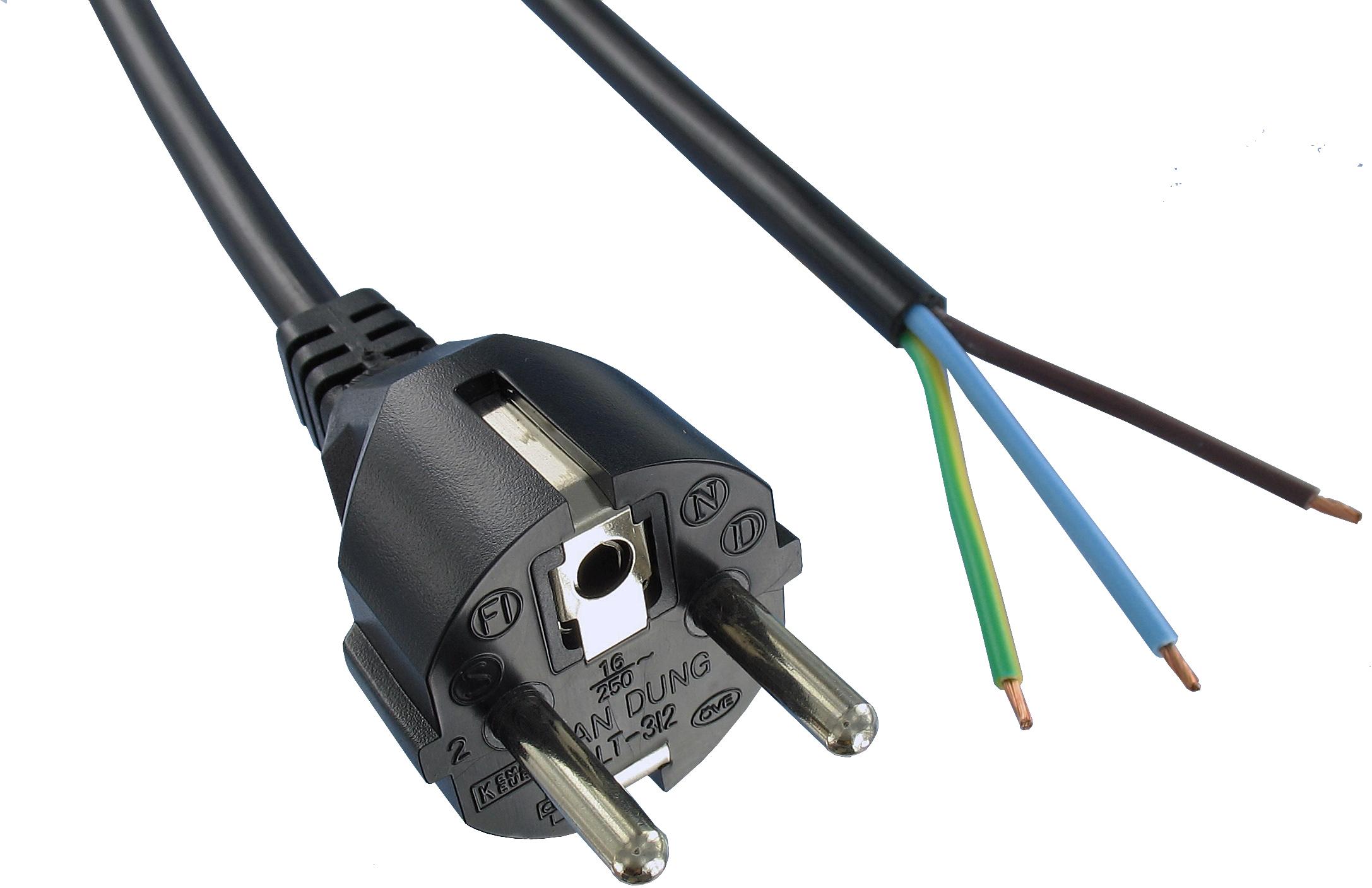 Qualtek Electronics-363012-D01 Cable Assembly AC Power Cable Assembly 2.5m CEE 7/7 3 POS M 18AWG