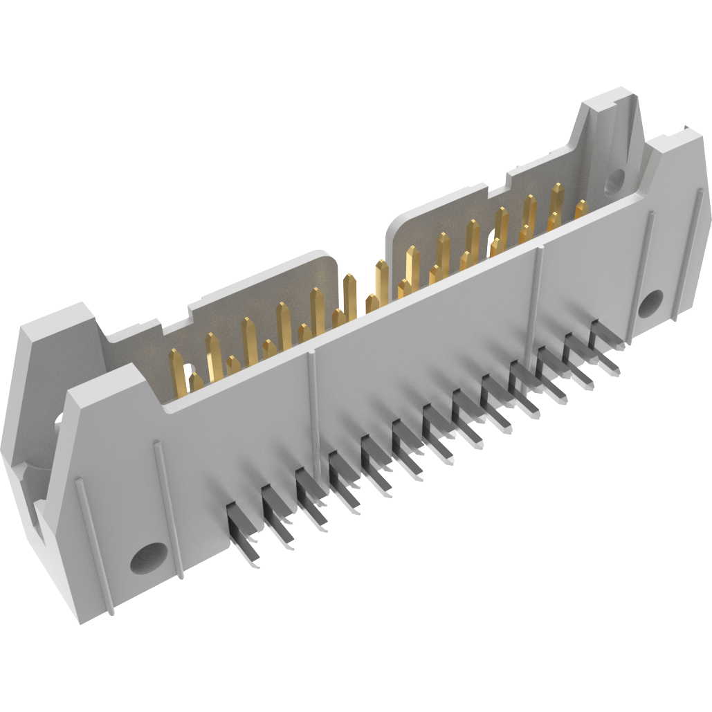 Amphenol Communications Solutions-71922-026LF Connector Headers and PCB Receptacles Quickie®, Wire to Board connectors, Double Row, 26Positions, 2.54 mm (0.1 in.), Right Angle, Eject Latch Header