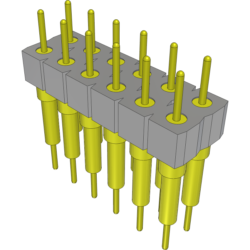 Samtec-BBD-106-T-B Embases de raccordement et réceptacles PCB Conn Unshrouded Header HDR 12 POS 2.54mm Solder ST Top Entry Thru-Hole Tube