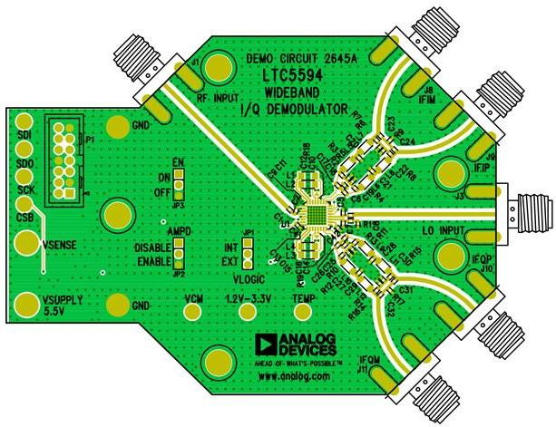 Analog Devices-DC2645A RF/Drahtlos-Entwicklungsplatinen und Kits LTC5594 l 300MHz to 9GHz I/Q Demodulator with Wideband IF Amplifier