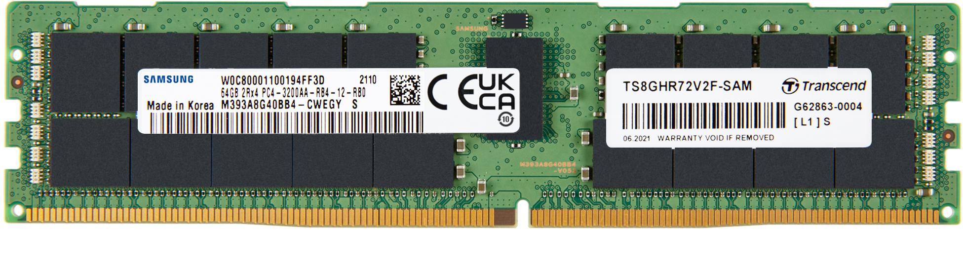 Transcend Information-TS8GHR72V2F-SAM Memory Modules DRAM Module DDR4 SDRAM 64Gbyte 288DRDIMM Bulk