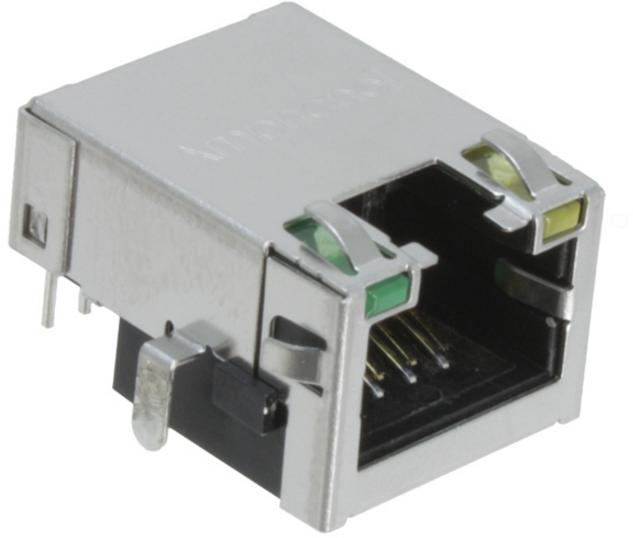Amphenol Communications Solutions-RJE7248814A1 Steckverbinder, Telefon und Telekommunikation Conn Modular Jack F 32 POS 1.02mm Solder RA Thru-Hole 40 Terminal 4 Port Cat 5e Tray