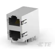 TE Connectivity-5569381-1 Steckverbinder, Telefon und Telekommunikation Conn RJ-45 F 16 POS 1.27mm Solder RA Thru-Hole 16 Terminal 2 Port Cat 5 Tray