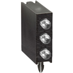 Bivar-H320CYD-LP LED LED Assembly, Right Angle, 3mm LED, Tri-Level, 1 Station, Yellow, Diffused Lens, with Locator Pin