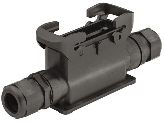 HARTING-19431240271 Schrumpfbalgenadapter Surface Mount Housing 90° 24/B Shell Size Glass Fibre Reinforced Polyamide Double Lock