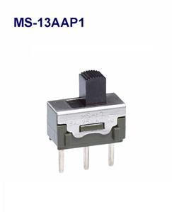 NKK Switches-MS-13AAP1 Interruptor corredizo Switch Slide ON OFF ON SPDT Top Slide 6A 250VAC 100000Cycles PC Pins Thru-Hole