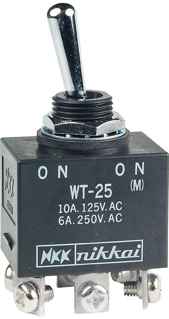 NKK Switches-WT25T Kippschalter Switch Toggle ON None (ON) DPDT Round Lever Screw Lug 10A 250VAC 30VDC Panel Mount with Threads