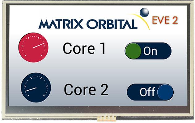 Matrix Orbital-EVE2-43A-BLM-TPN Módulos TFT 4.3in TFT 480x272Pixels SPI 520cd/m2 -20°C to 70°C