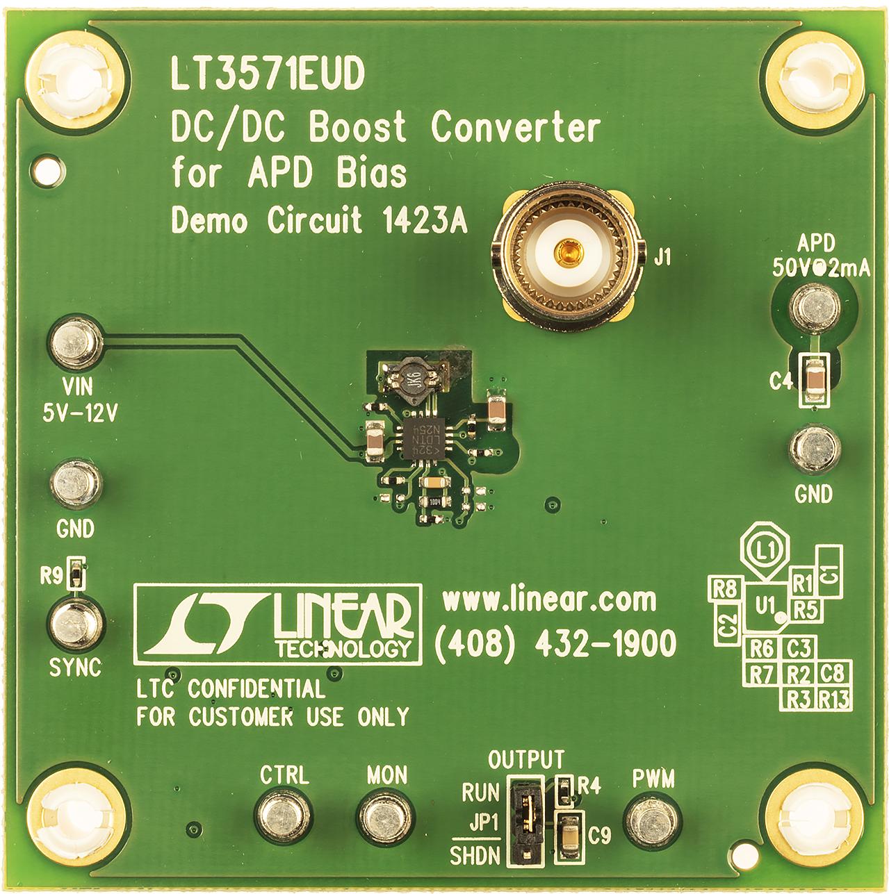 Analog Devices-DC1423A 电源管理开发电路板和套件 LT3571EUD Demo Board, 75V DC/DC Converter for APD Bias