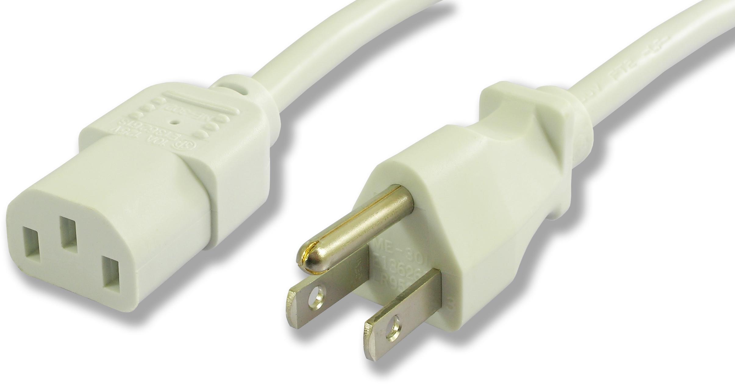 CnC Tech, LLC-800-18-13D-WH-0006F Cable Assembly AC Power Cable Assembly 1.828m NEMA 5-15P to IEC 60320/C13 3 to 3 POS F-M 18AWG