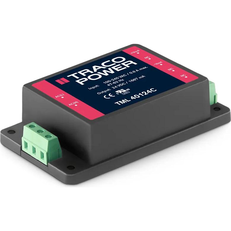 TRACO Electronic AG-TML 40124C 交流至直流电源供应器 AC/DC Power Supply Single-OUT 24V 1.667A 40W 8-Pin
