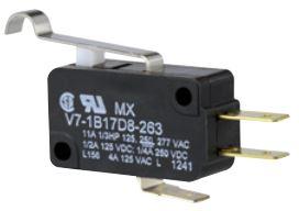 Honeywell-V7-1Z10E9-263 Interruptor de acción ultrarrápida Switch Snap Action N.O./N.C. SPDT Simulated Roller Lever 25A 277VAC 1491.4VA 1.33N Screw Mount Quick Connect