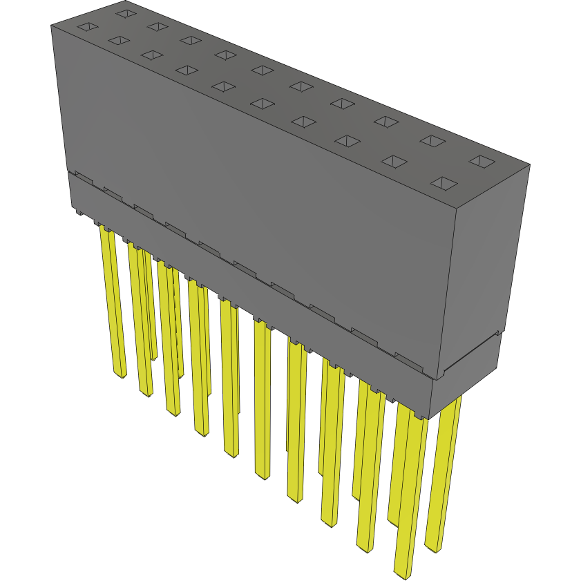 Samtec-ESW-110-39-G-D Embases de raccordement et réceptacles PCB Conn Elevated Socket SKT 20 POS 2.54mm Solder ST Top Entry Thru-Hole Tube
