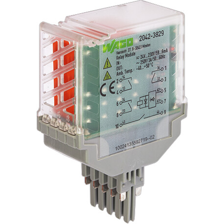 WAGO-2042-3829 Relè elettromeccanico Electromechanical Relay 230VDC 230VAC 3A 4PST-NO(25.9x52x77.7)mm Relay Module