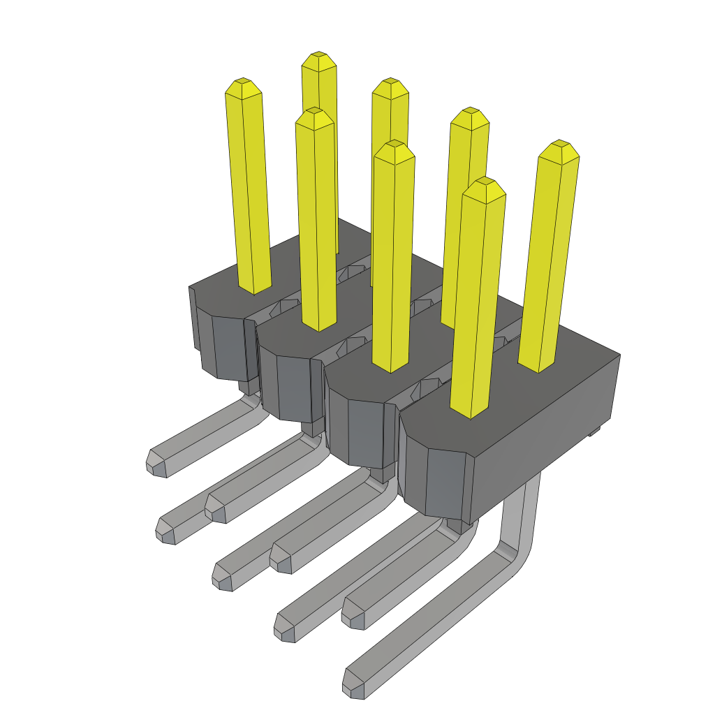 Samtec-HTSW-104-08-F-D-RA Cabezales del conector y receptáculos PCB Conn Unshrouded Header HDR 8 POS 2.54mm Solder RA Side Entry Thru-Hole Bulk