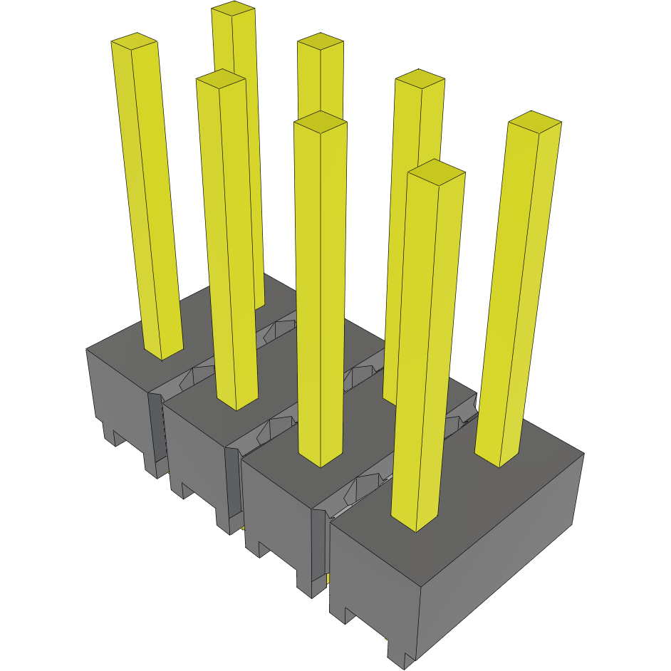 Samtec-MTSW-104-07-G-D-290 Connector Headers and PCB Receptacles Conn Unshrouded Header HDR 8 POS 2.54mm Solder ST Top Entry Thru-Hole Bulk