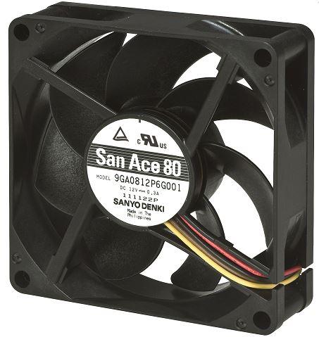SANYO DENKI-9GA0812G6002 排风机和风扇 DC Fan Axial Ball Bearing 12V 10.2V to 13.8V 45dB 80 X 80 X 20mm