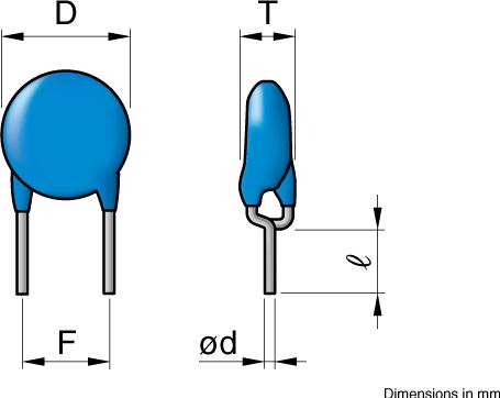 TDK-CD16-E2GA472MYNSA Kondensator, keramisch, einlagig Cap Ceramic Single Suppression X1/Y1 0.0047uF 250VAC E 20% (15.5 X 7mm) Radial Disc 10mm 105°C Bulk