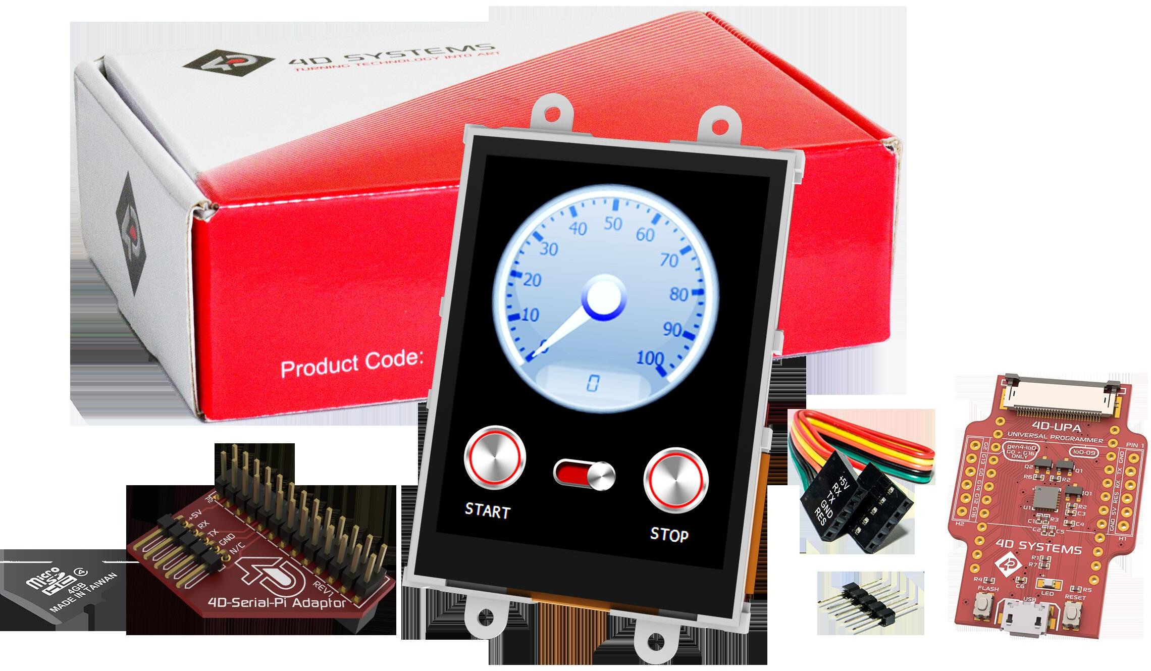 4D Systems-SK-28PTU-PI 开发套件和工具 uLCD-28PTU-PI TFT Module Starter Kit