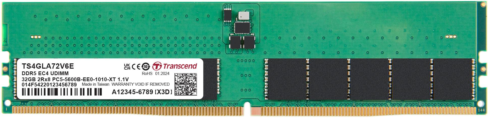 Transcend Information-TS4GLA72V6E Memory Modules DRAM Module DDR5 SDRAM 32Gbyte 288 Long DIMM Bulk