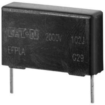 Eaton-EFPLA1DJ474D122LH Kondensator, Kunststofffilm Cap Film 0.47uF 1300V PP 5%( 32 X 18 X 33mm) Radial Plastic Rectangular Can 27.5mm 0.009 Ohm 105°C Automotive AEC-Q200