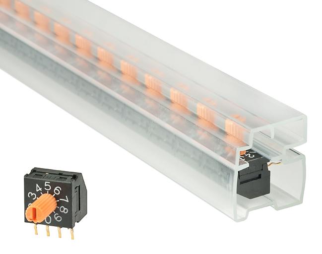 NKK Switches-FR01KR10H-06XL-S Switch DIP Switch DIP N.O./N.C. SP10T 10 Shaft 0.1A 5VDC PC Pins 1000Cycles Thru-Hole Tube